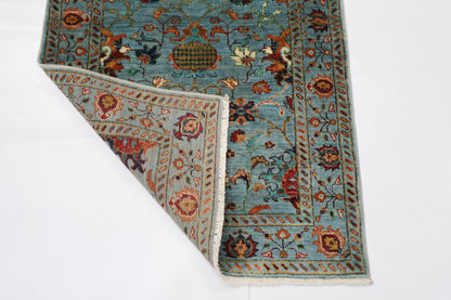 85 x 119 cm | Blueish Grey Sultani Afghan Tribal Hand Knotted Wool Carpet