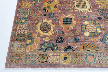 277 x 355 cm | Oriental Floral Pink Area Rug Afghan Hand Knotted Veg Dye Wool carpet