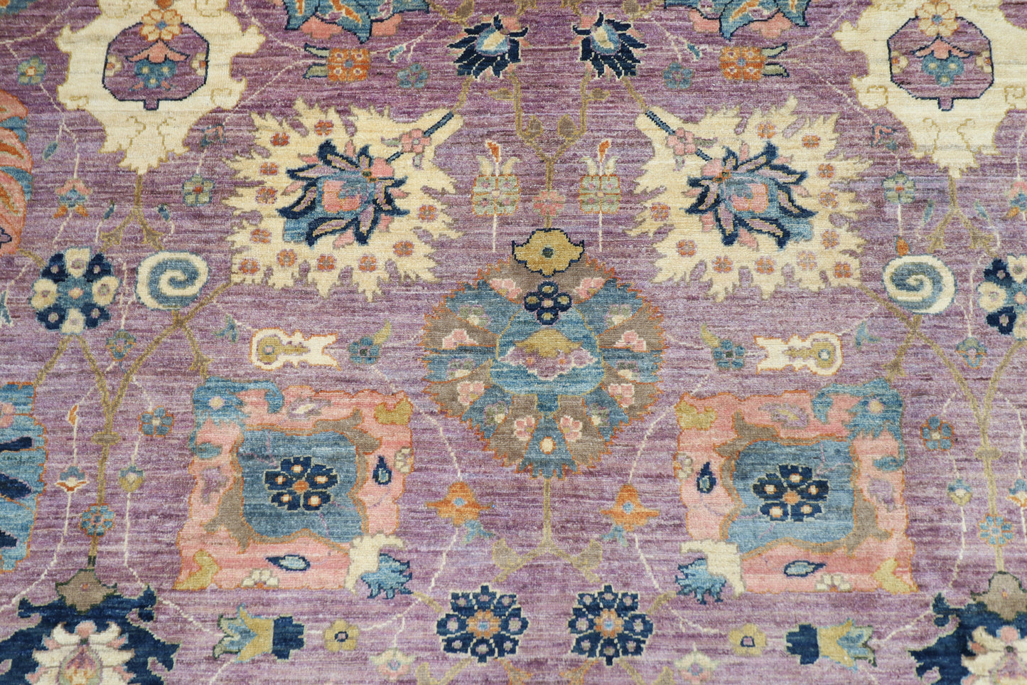 277 x 355 cm | Oriental Floral Pink Area Rug Afghan Hand Knotted Veg Dye Wool carpet