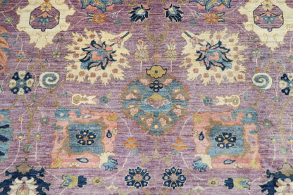 277 x 355 cm | Oriental Floral Pink Area Rug Afghan Hand Knotted Veg Dye Wool carpet