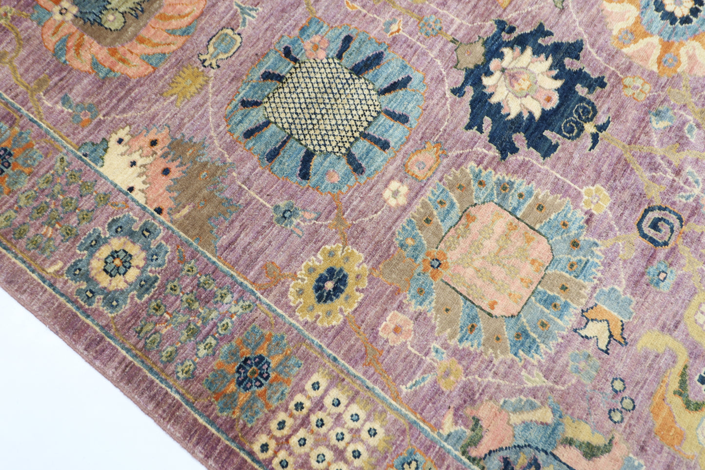277 x 355 cm | Oriental Floral Pink Area Rug Afghan Hand Knotted Veg Dye Wool carpet