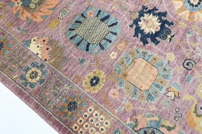 277 x 355 cm | Oriental Floral Pink Area Rug Afghan Hand Knotted Veg Dye Wool carpet