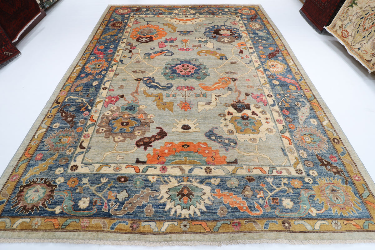272 x 362 cm | Oushak Design Hand Knotted veg Dye Wool Afghan Carpet