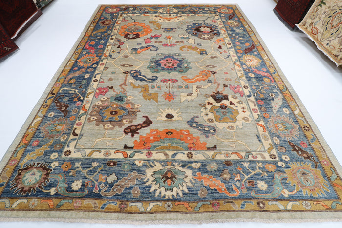 272 x 362 cm | Oushak Design Hand Knotted veg Dye Wool Afghan Carpet