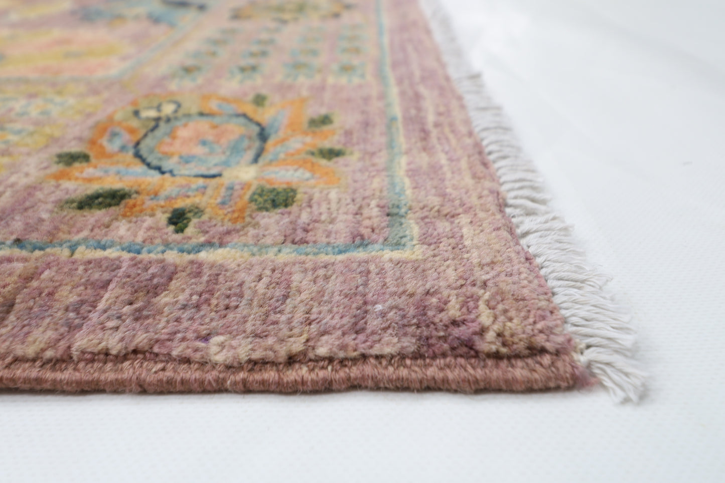 277 x 355 cm | Oriental Floral Pink Area Rug Afghan Hand Knotted Veg Dye Wool carpet