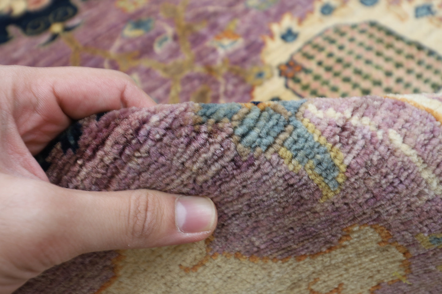 277 x 355 cm | Oriental Floral Pink Area Rug Afghan Hand Knotted Veg Dye Wool carpet