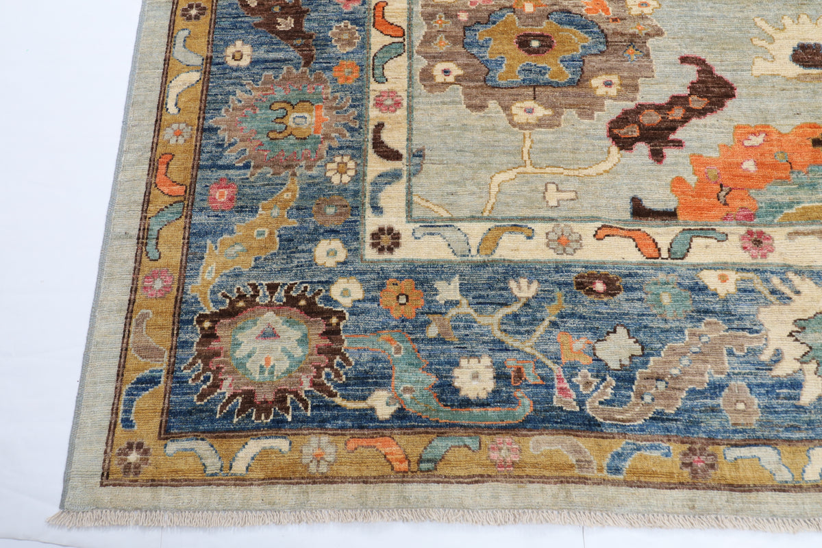 272 x 362 cm | Oushak Design Hand Knotted veg Dye Wool Afghan Carpet