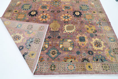 277 x 355 cm | Oriental Floral Pink Area Rug Afghan Hand Knotted Veg Dye Wool carpet