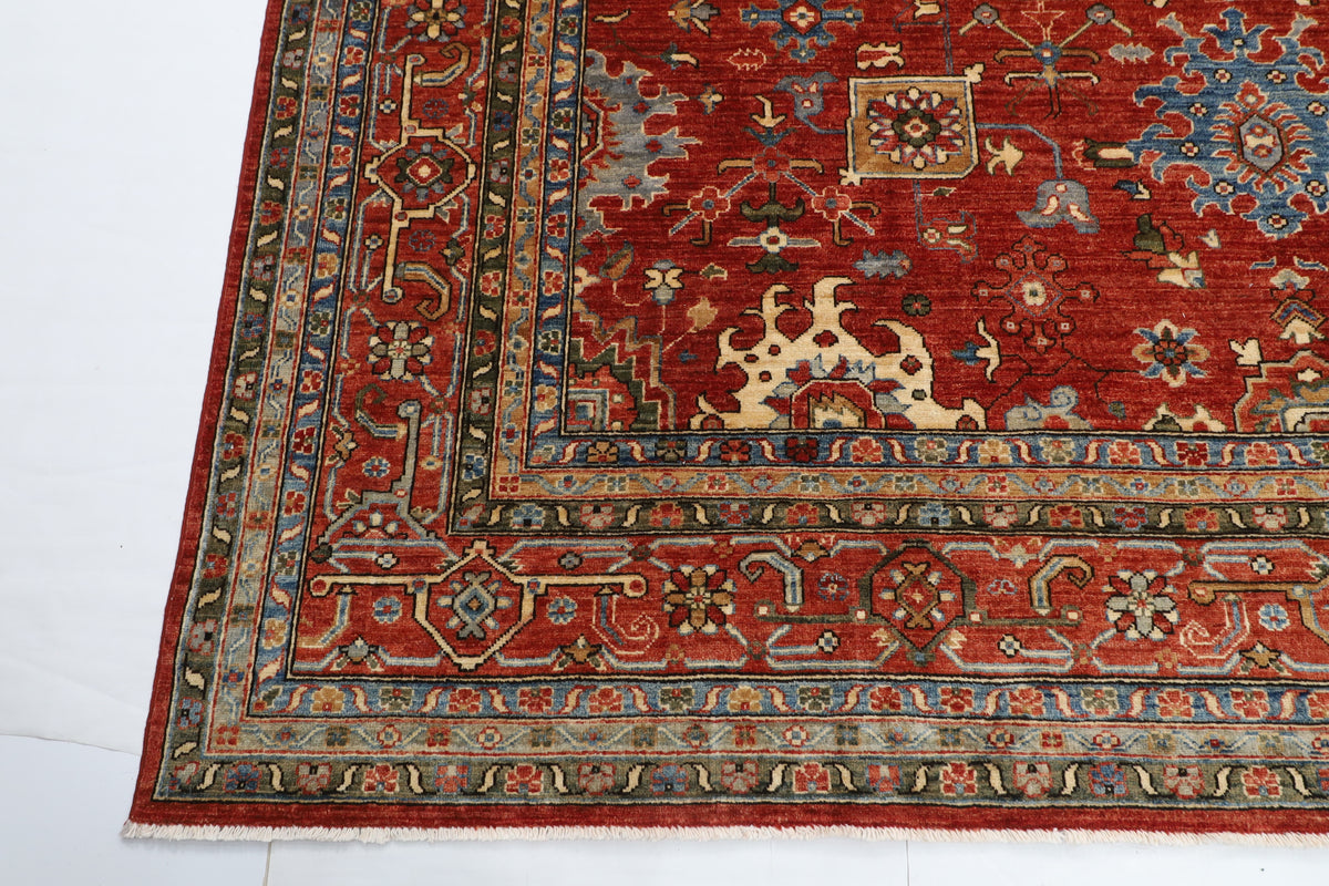 273 x 362 cm | Serapi Orange Design Hand Knotted veg Dye Wool Afghan Carpet