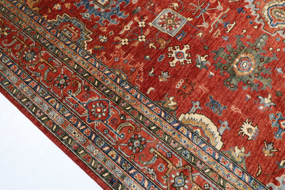 273 x 362 cm | Serapi Orange Design Hand Knotted veg Dye Wool Afghan Carpet