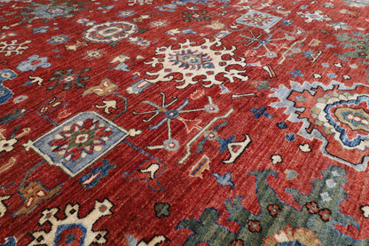 273 x 362 cm | Serapi Orange Design Hand Knotted veg Dye Wool Afghan Carpet