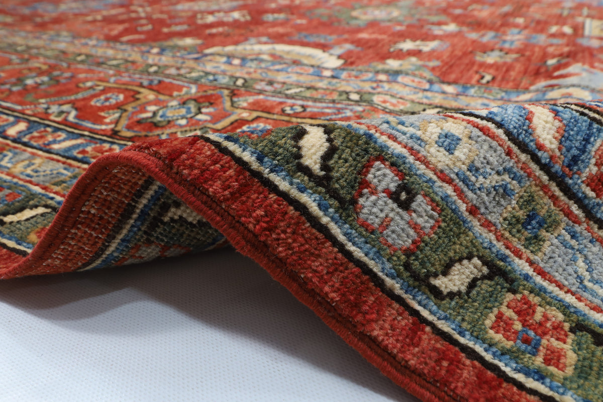 273 x 362 cm | Serapi Orange Design Hand Knotted veg Dye Wool Afghan Carpet