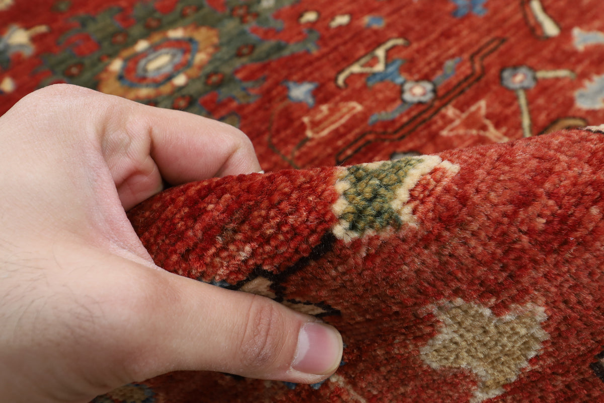 273 x 362 cm | Serapi Orange Design Hand Knotted veg Dye Wool Afghan Carpet
