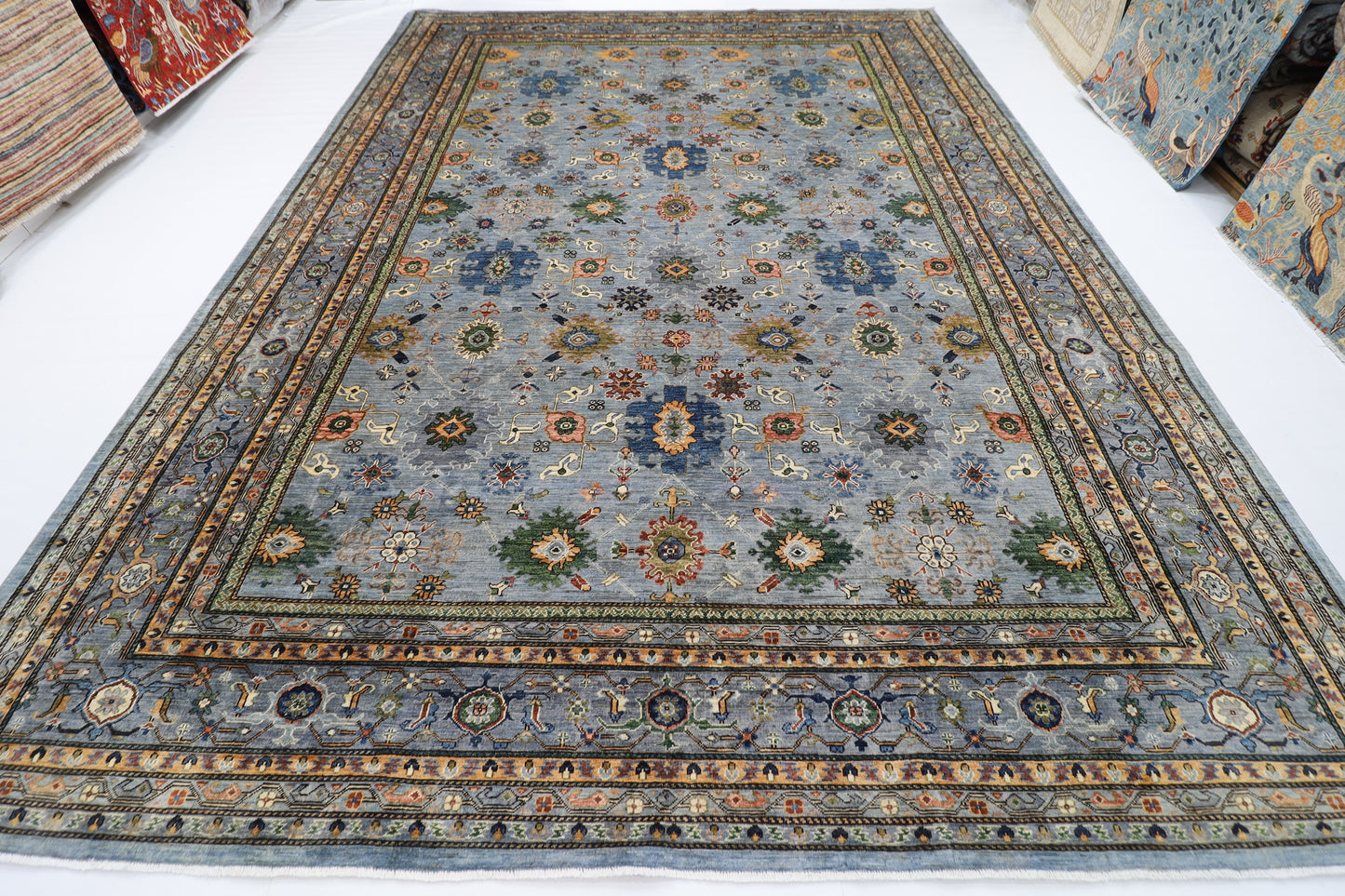 306 x 422 cm | Oriental Bidjar Gray Area Rug Afghan Hand Knotted Veg Dye Wool carpet