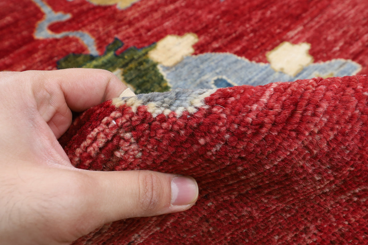 305 x 418 cm | Oushak Red Design Hand Knotted veg Dye Wool Afghan Carpet