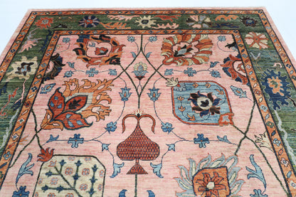 260 x 307 cm | Oushak Pink Design Hand Knotted veg Dye Wool Afghan Carpet