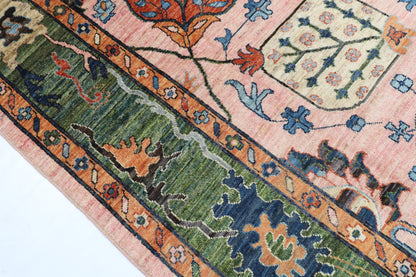 260 x 307 cm | Oushak Pink Design Hand Knotted veg Dye Wool Afghan Carpet