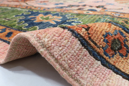 260 x 307 cm | Oushak Pink Design Hand Knotted veg Dye Wool Afghan Carpet