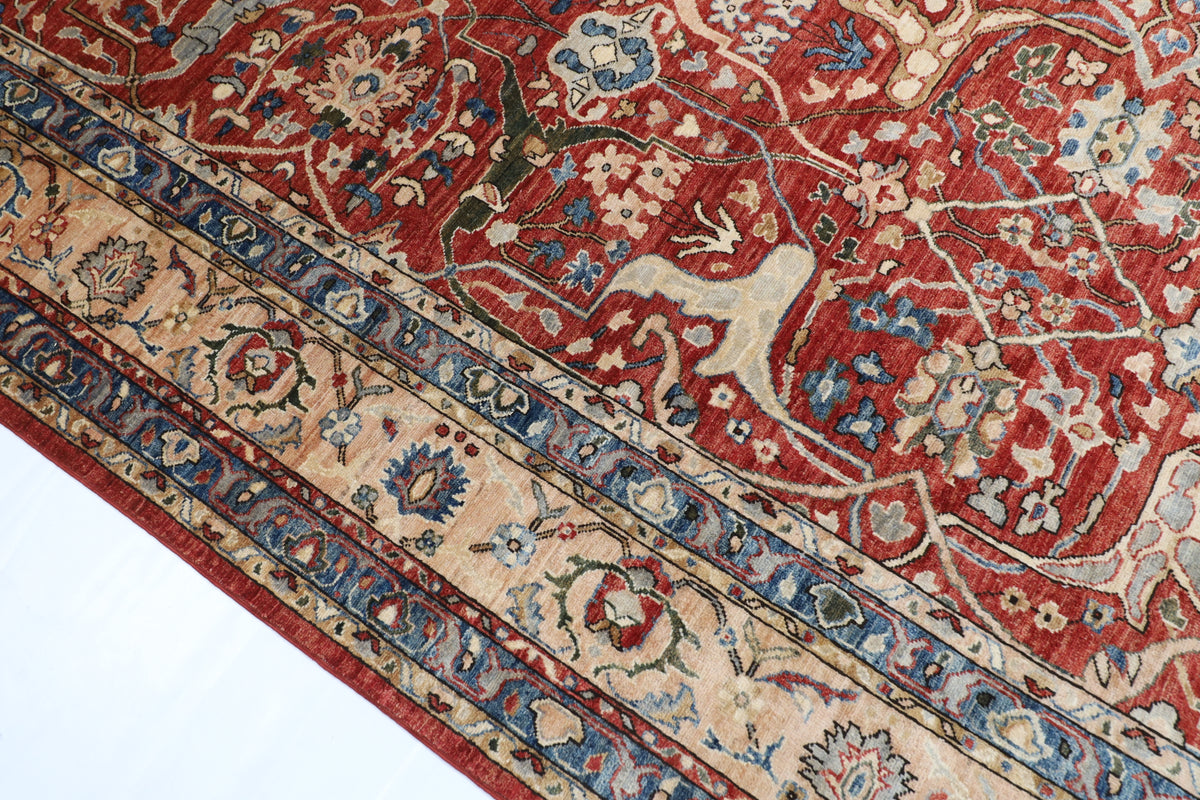 271 x 361 cm | Bidjar Orange Design Hand Knotted veg Dye Wool Afghan Carpet