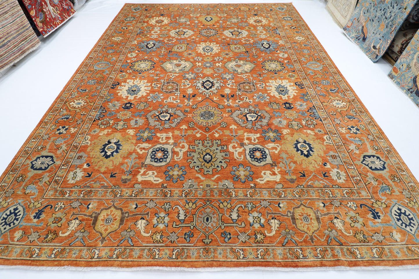 303 x 415 cm | Oriental Bidjar Orange Area Rug Afghan Hand Knotted Veg Dye Wool carpet