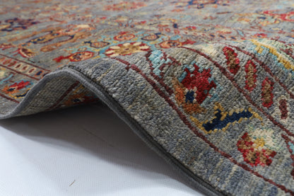 274 x 366 cm | Sultani Gray Design Hand Knotted veg Dye Wool Afghan Carpet