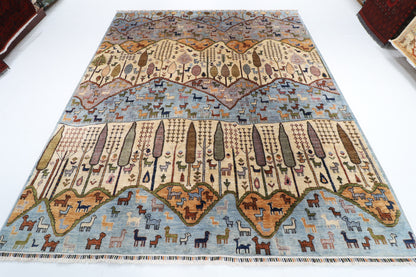 252 x 293 cm | Tree of life Animal Design Hand Knotted veg Dye Wool Afghan Carpet