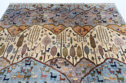 252 x 293 cm | Tree of life Animal Design Hand Knotted veg Dye Wool Afghan Carpet
