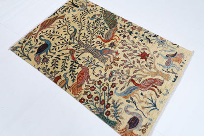 102 x 148 cm | Pictorial Birds Afghan Tribal Hand Knotted Wool Carpet