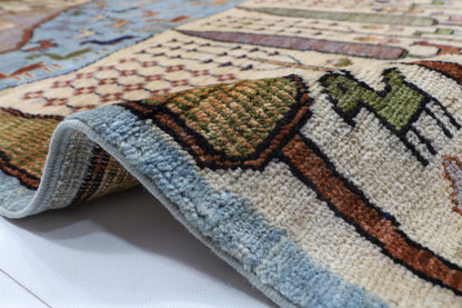 252 x 293 cm | Tree of life Animal Design Hand Knotted veg Dye Wool Afghan Carpet