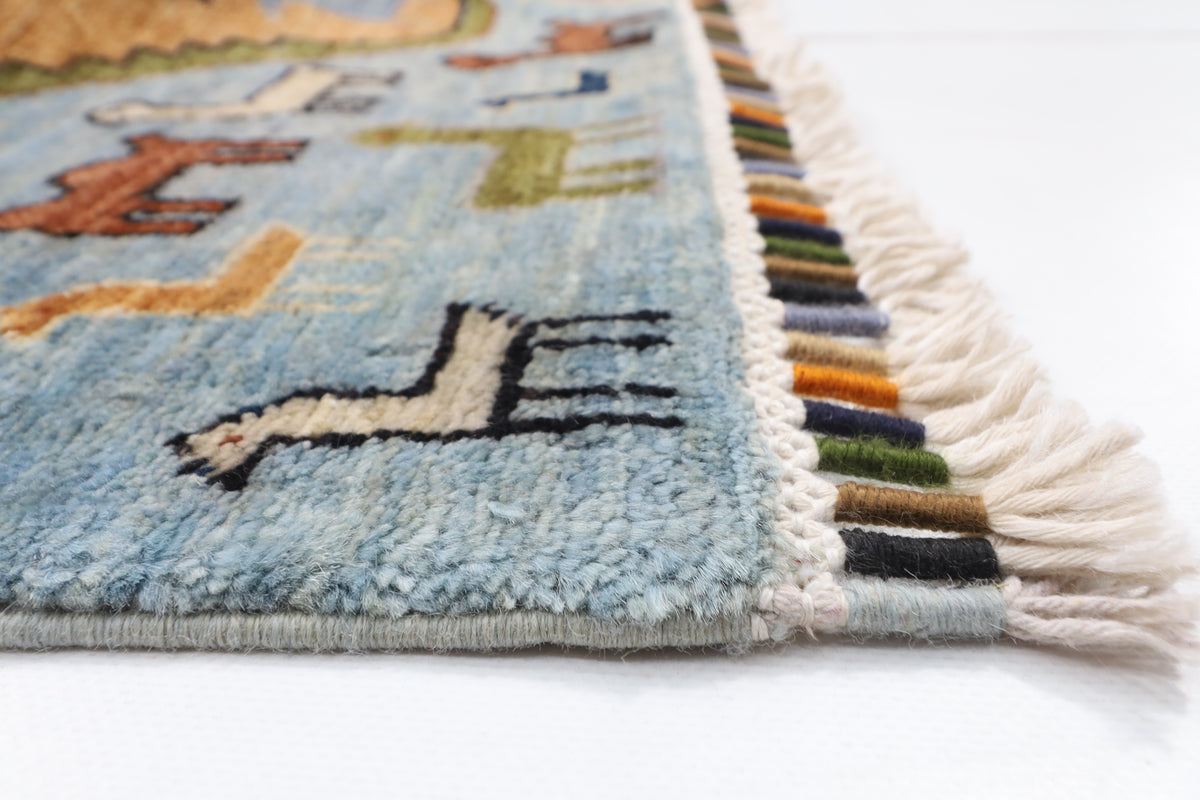 252 x 293 cm | Tree of life Animal Design Hand Knotted veg Dye Wool Afghan Carpet