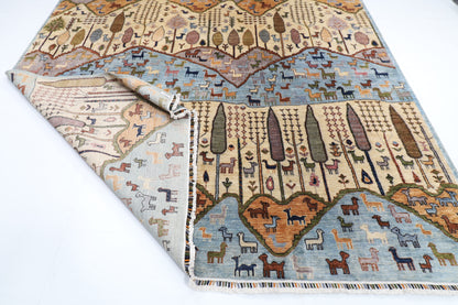 252 x 293 cm | Tree of life Animal Design Hand Knotted veg Dye Wool Afghan Carpet