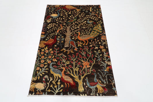 99 x 150 cm | Pictorial Birds Afghan Tribal Hand Knotted Wool Carpet