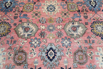 308 x 419 cm | Serapi Pink Design Hand Knotted veg Dye Wool Afghan Carpet