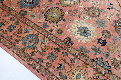 308 x 419 cm | Serapi Pink Design Hand Knotted veg Dye Wool Afghan Carpet