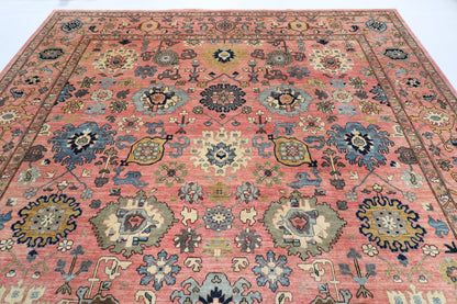 308 x 419 cm | Serapi Pink Design Hand Knotted veg Dye Wool Afghan Carpet