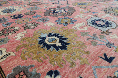 308 x 419 cm | Serapi Pink Design Hand Knotted veg Dye Wool Afghan Carpet