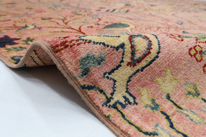 272 x 358 cm | Oriental Birds Pink Area Rug Afghan Hand Knotted Veg Dye Wool carpet