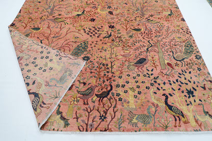 272 x 358 cm | Oriental Birds Pink Area Rug Afghan Hand Knotted Veg Dye Wool carpet