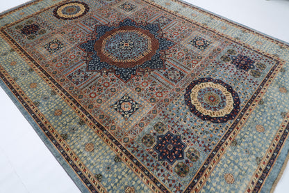 247 x 350 cm | Oriental Mamluk Gray Area Rug Afghan Hand Knotted Veg Dye Wool carpet