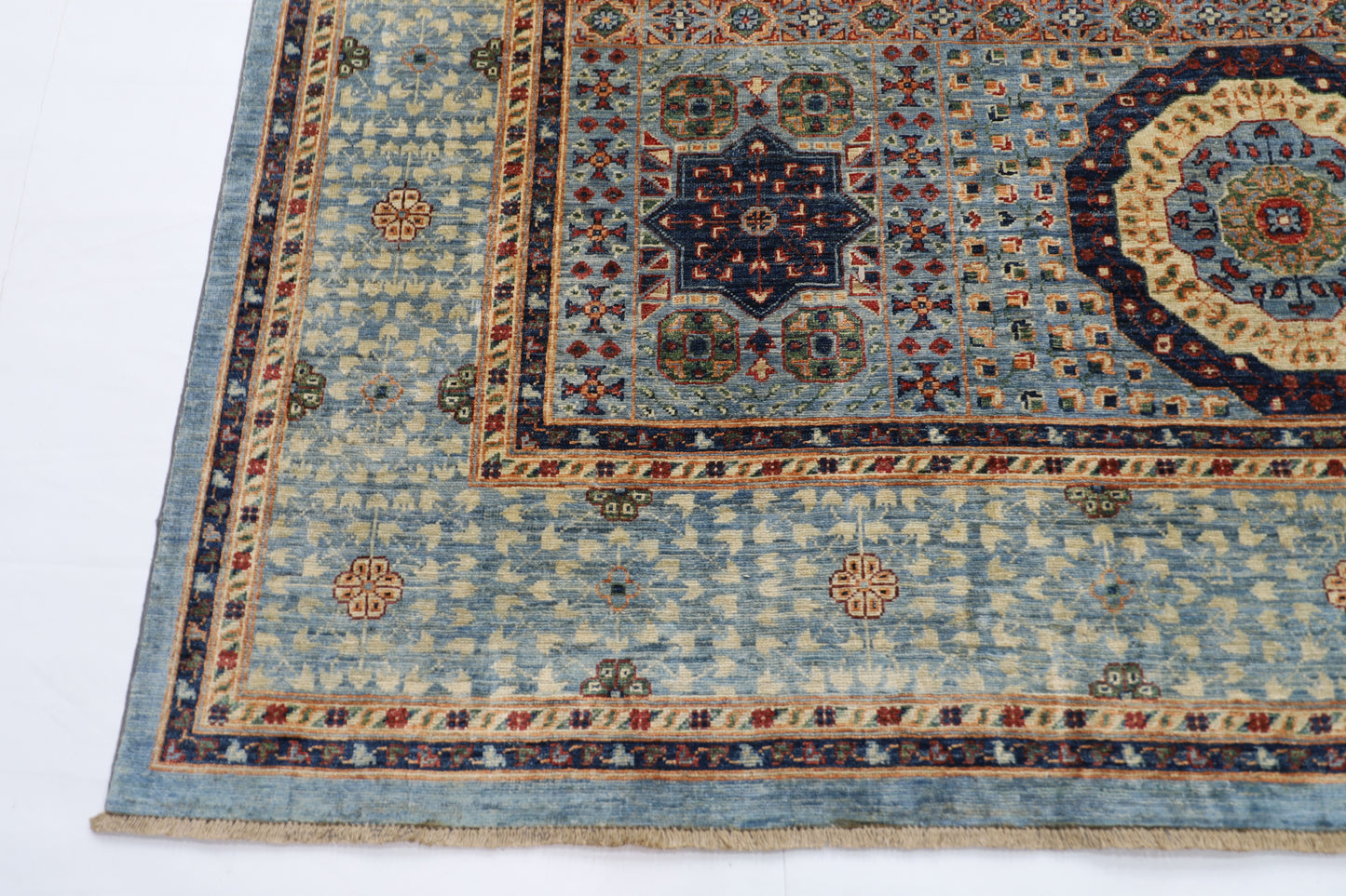 247 x 350 cm | Oriental Mamluk Gray Area Rug Afghan Hand Knotted Veg Dye Wool carpet