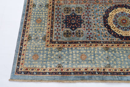 247 x 350 cm | Oriental Mamluk Gray Area Rug Afghan Hand Knotted Veg Dye Wool carpet