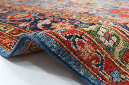 276 x 363 cm | Serapi Blue Design Hand Knotted veg Dye Wool Afghan Carpet