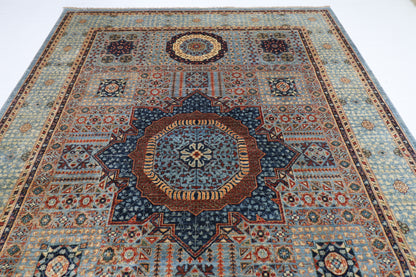247 x 350 cm | Oriental Mamluk Gray Area Rug Afghan Hand Knotted Veg Dye Wool carpet