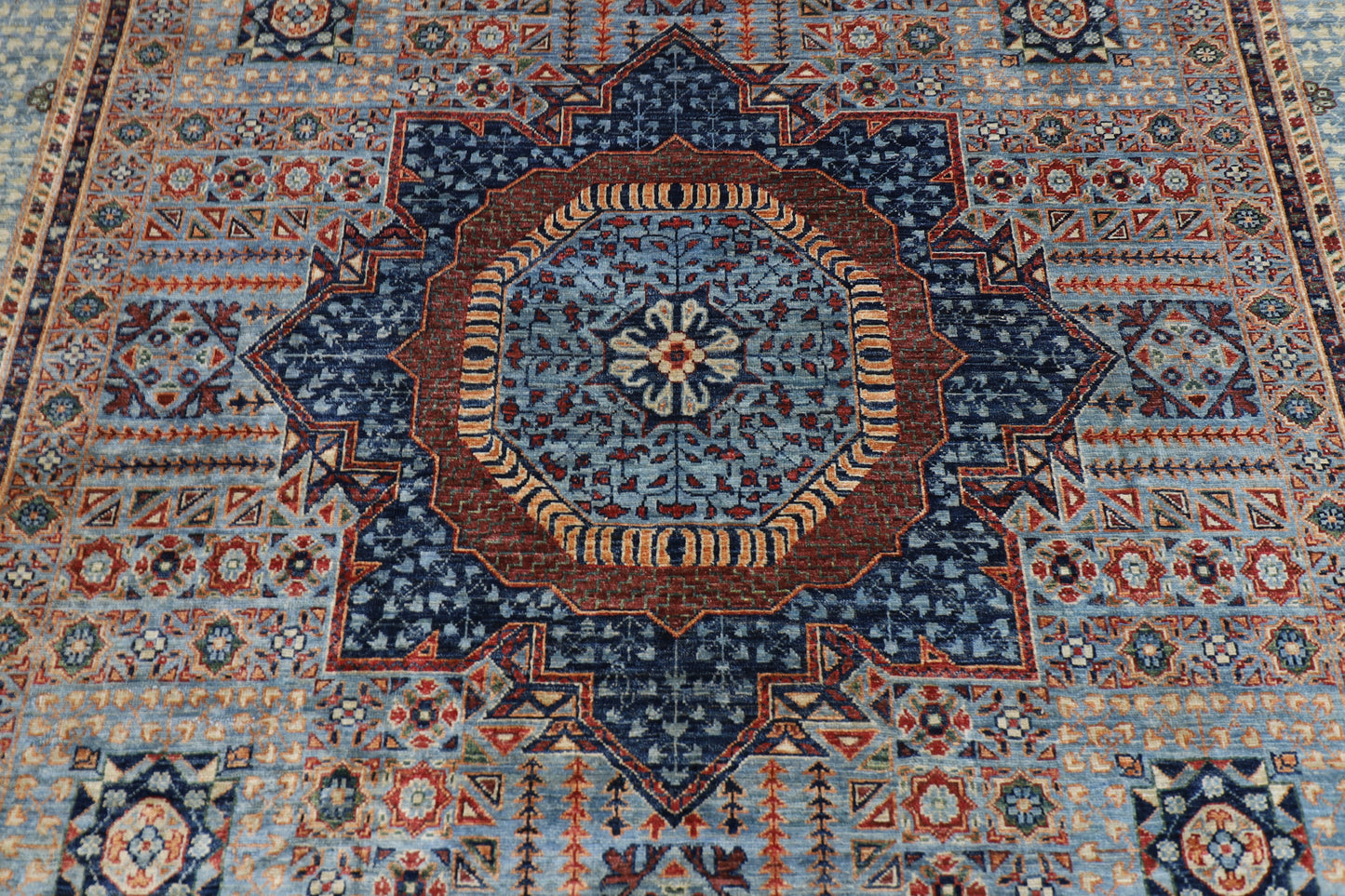 247 x 350 cm | Oriental Mamluk Gray Area Rug Afghan Hand Knotted Veg Dye Wool carpet