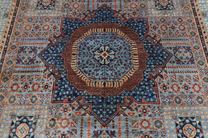 247 x 350 cm | Oriental Mamluk Gray Area Rug Afghan Hand Knotted Veg Dye Wool carpet