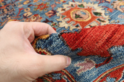 276 x 363 cm | Serapi Blue Design Hand Knotted veg Dye Wool Afghan Carpet