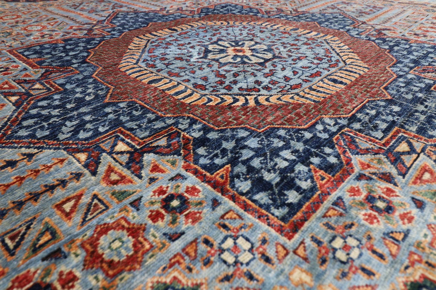 247 x 350 cm | Oriental Mamluk Gray Area Rug Afghan Hand Knotted Veg Dye Wool carpet