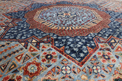 247 x 350 cm | Oriental Mamluk Gray Area Rug Afghan Hand Knotted Veg Dye Wool carpet