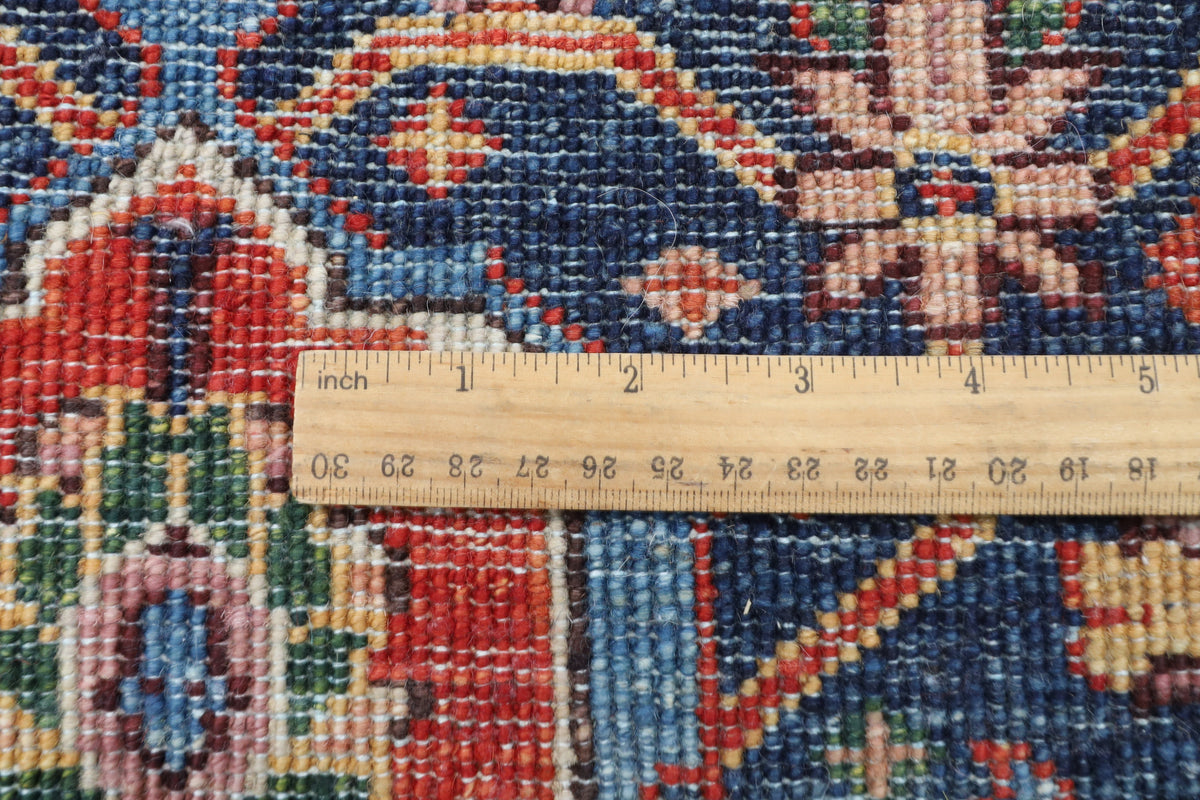 276 x 363 cm | Serapi Blue Design Hand Knotted veg Dye Wool Afghan Carpet