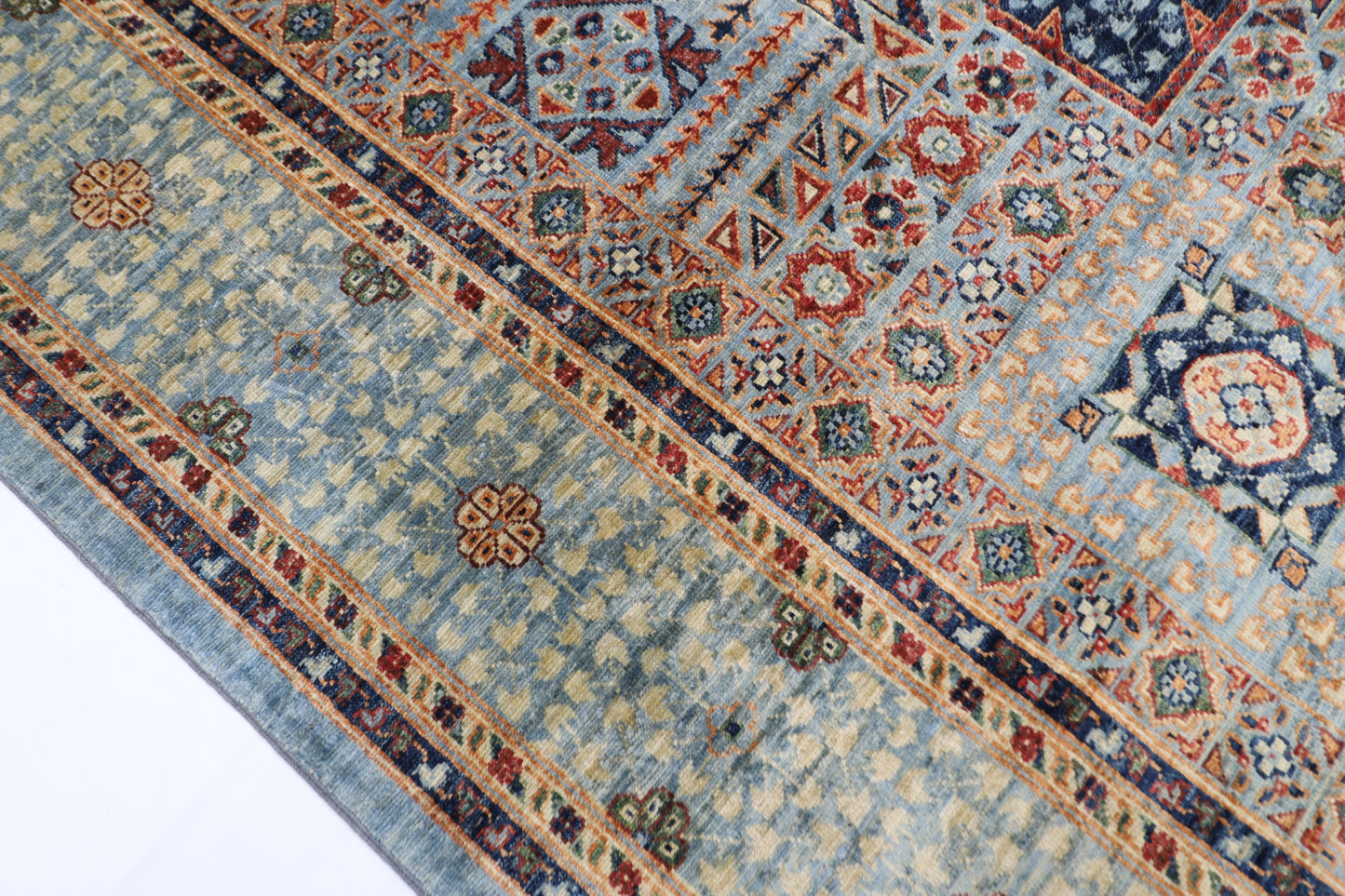 247 x 350 cm | Oriental Mamluk Gray Area Rug Afghan Hand Knotted Veg Dye Wool carpet